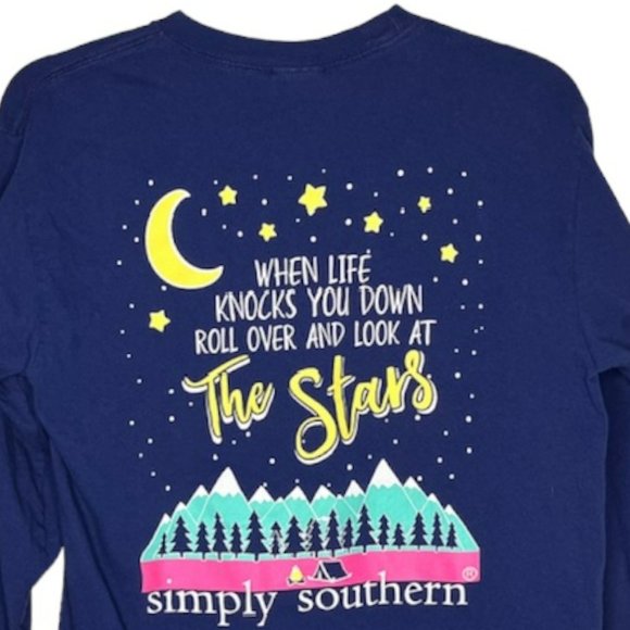 Simply Southern “Look at the Stars” 100% Cotton LS Tee - Dark Blue - M - Picture 5 of 8